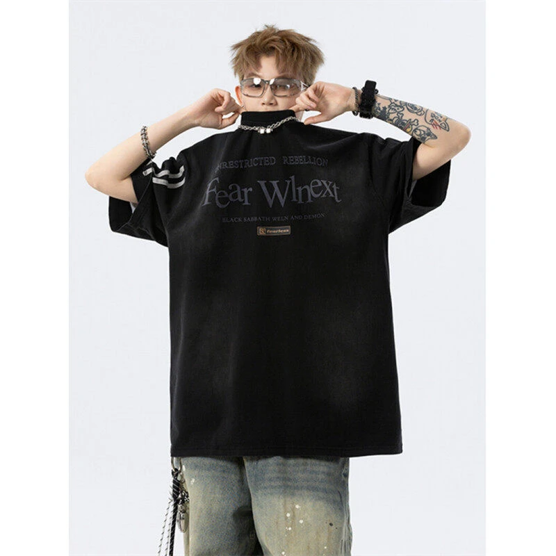 美式复古设计感短袖男夏季潮oversize痞帅休闲三条杠情侣半袖T恤