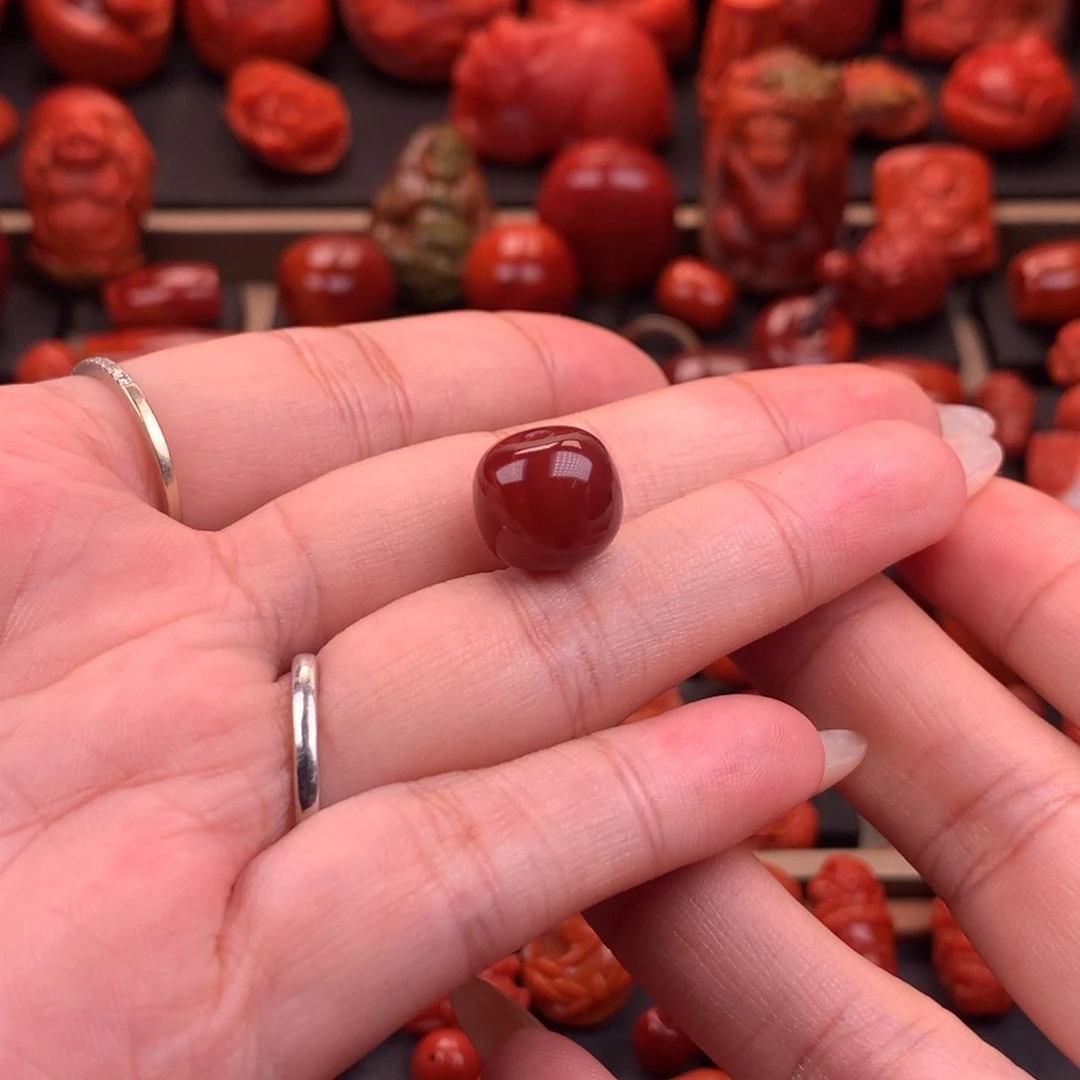 南红玛瑙南红川料原矿老型单珠12.6mm未镶嵌