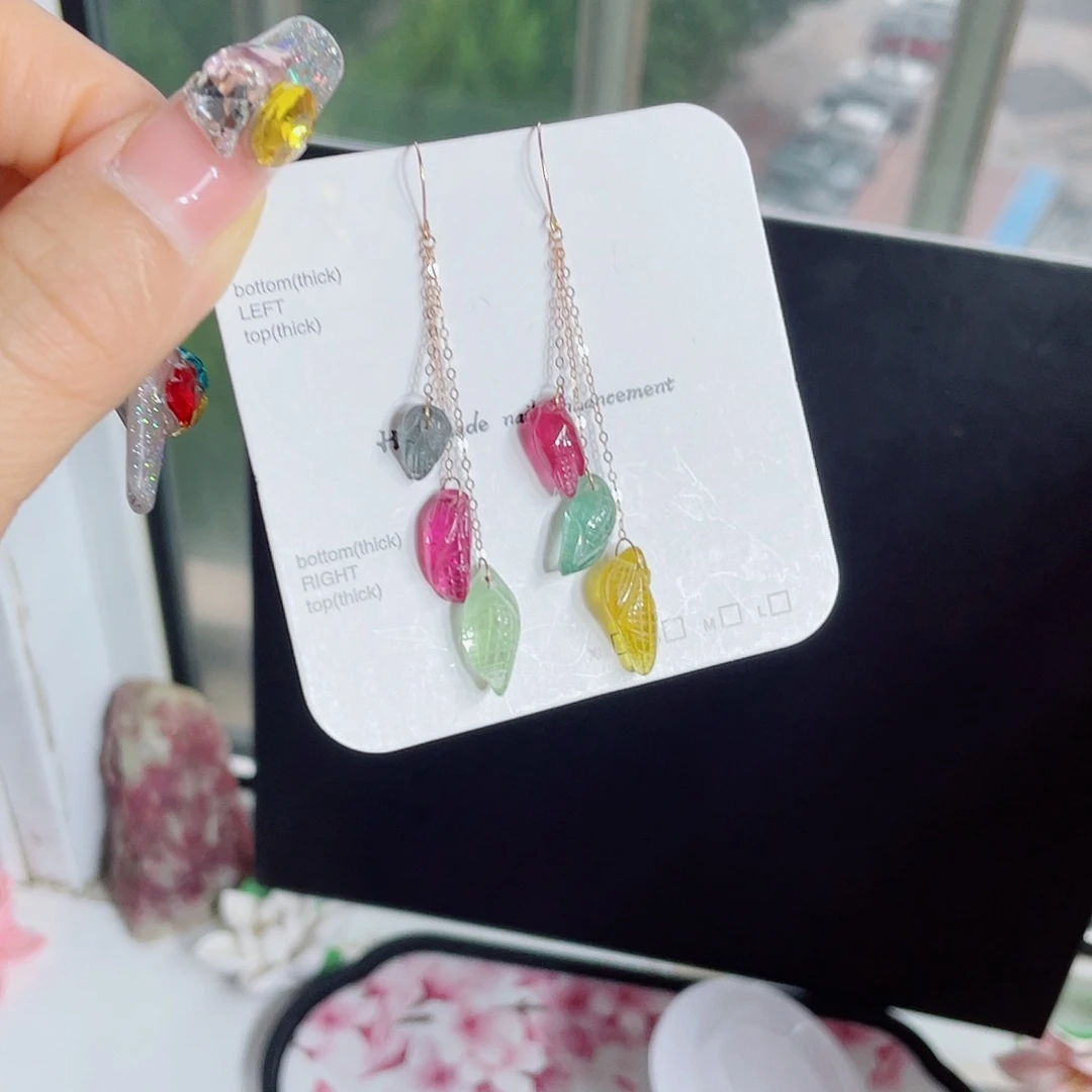 碧玺耳饰未镶嵌碧玺耳钩