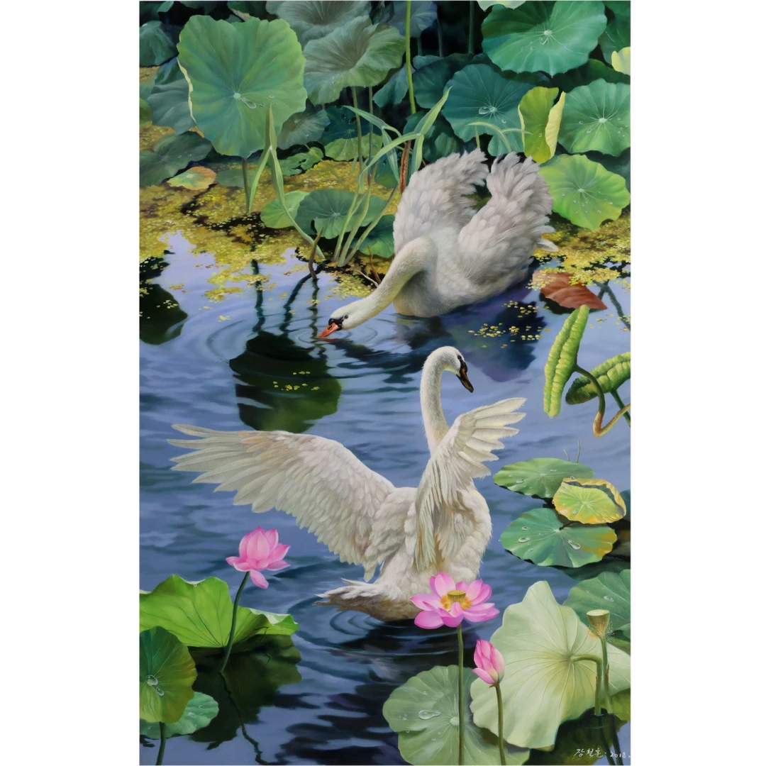 朝鲜油画风景画写实张哲勋《美好家园》