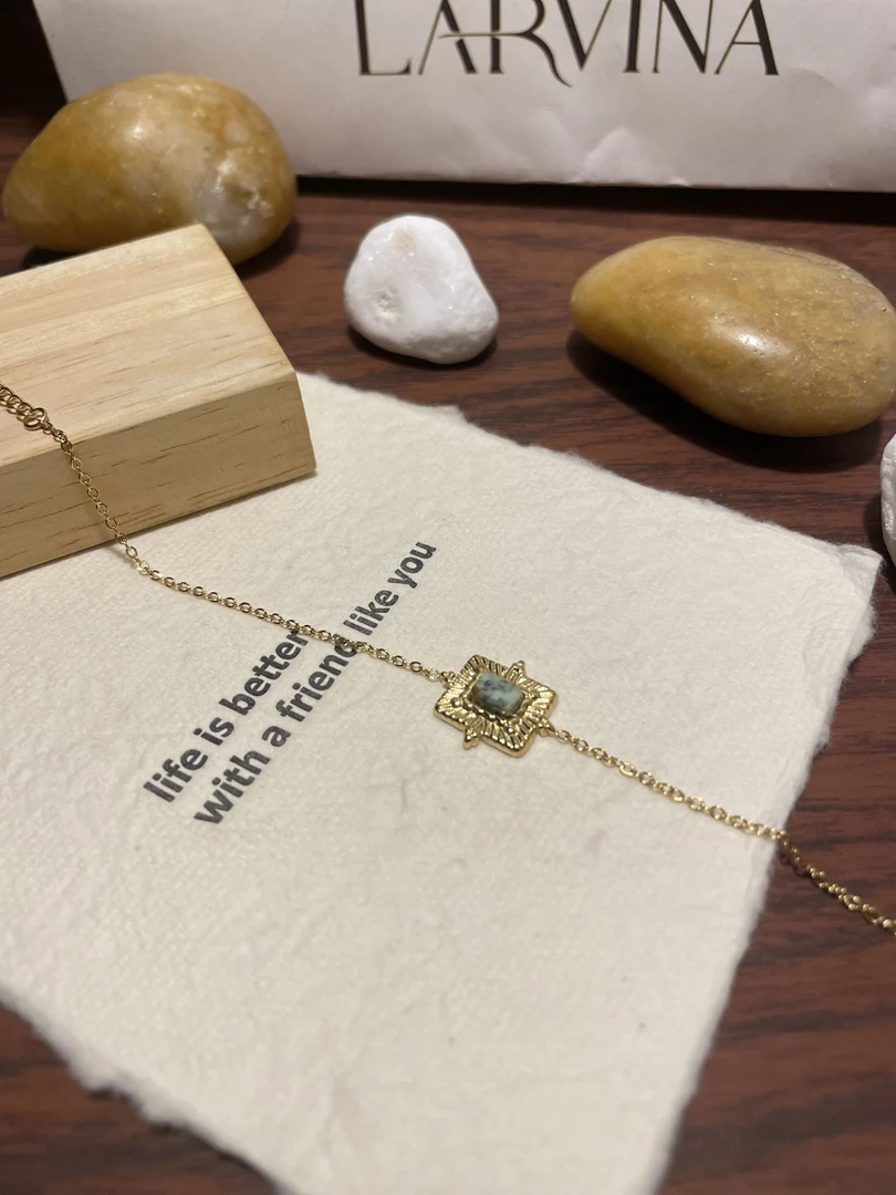 钛钢手链 钛钢手链 LARVINA法式墨绿色手链