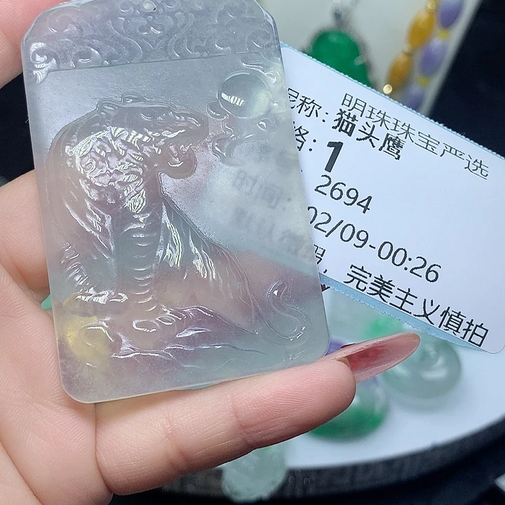 翡翠吊坠(赠链)未镶嵌猫*鹰