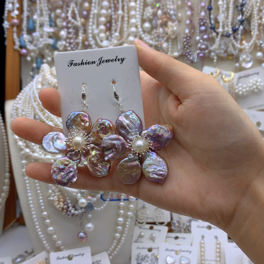 银S925镶嵌淡水珍珠项链耳饰