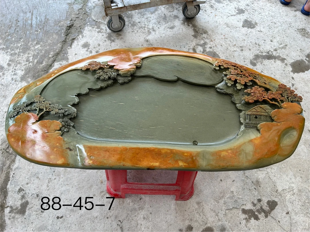 端砚石材质带排水家用功夫山水茶盘天然石适合客厅办公室使用石头