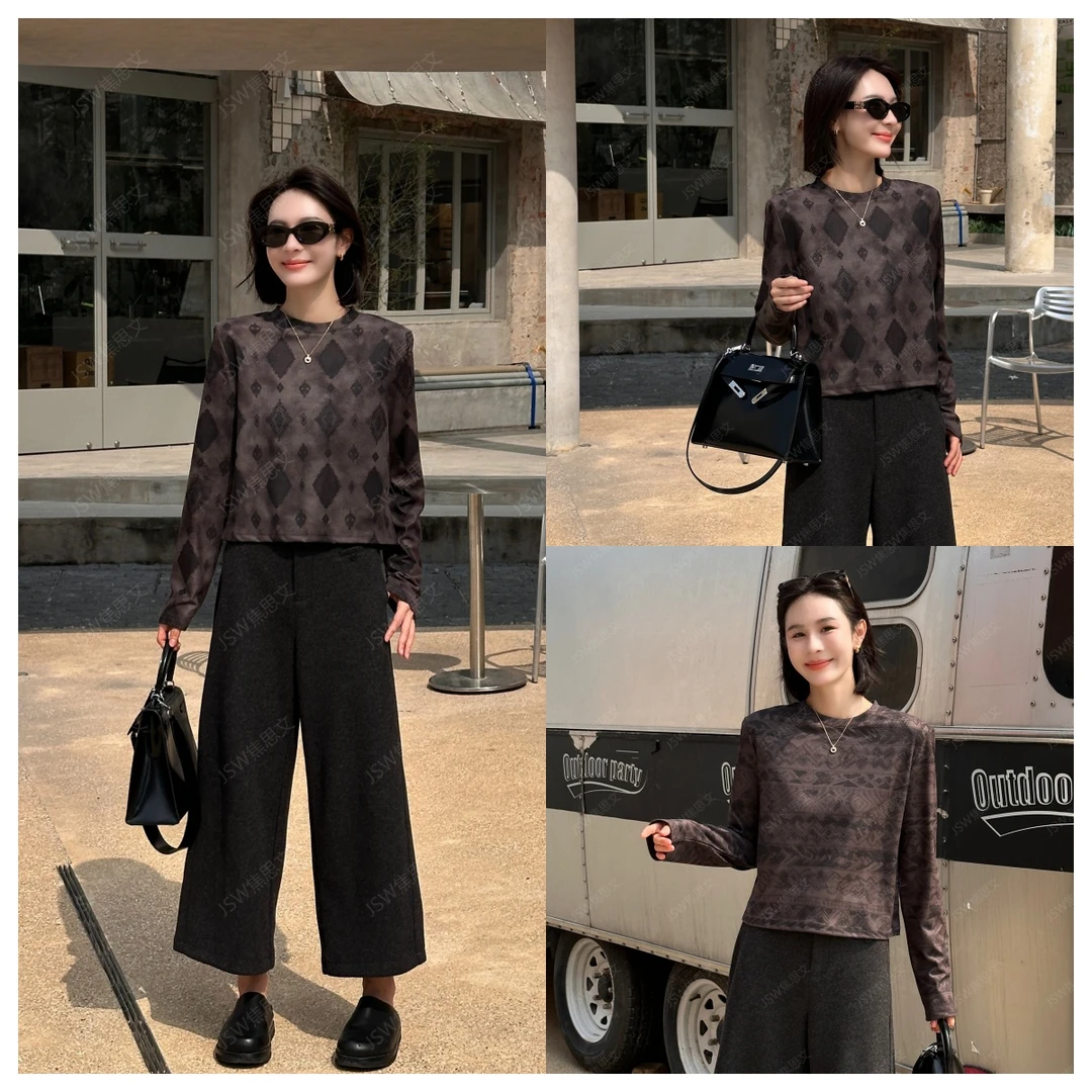 焦思文 秋冬时尚休闲洋气百搭长袖加绒T恤251013Y3