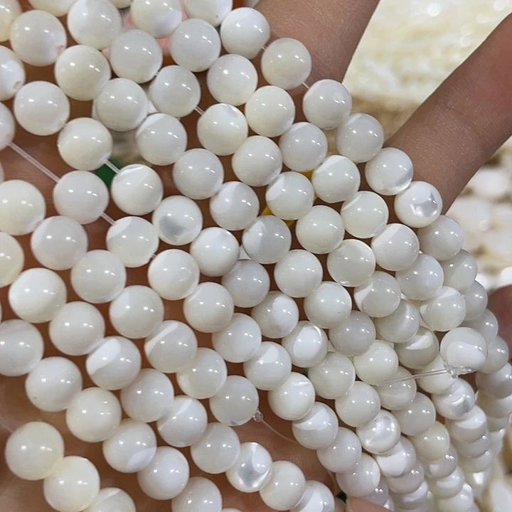 玛瑙/玉髓合金珠宝半成品一条7mm马蹄螺圆珠