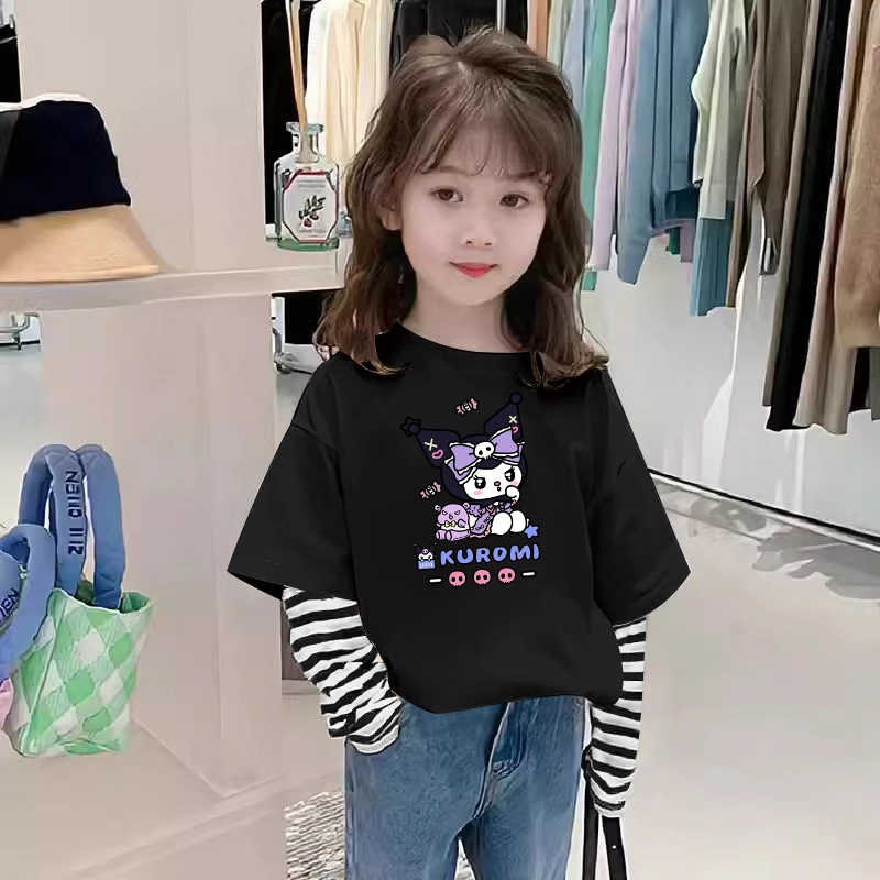 纯棉卡通风男女通用T恤童装卡通动漫T恤印花宽松中大童秋冬季美式