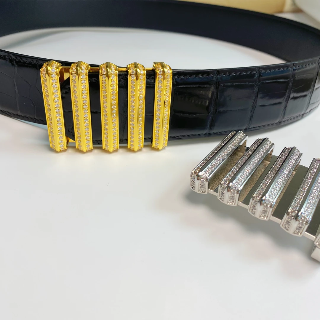 包金步步高升算盘扣商务休闲皮带扣男的士3.8宽高端精钢盒子扣