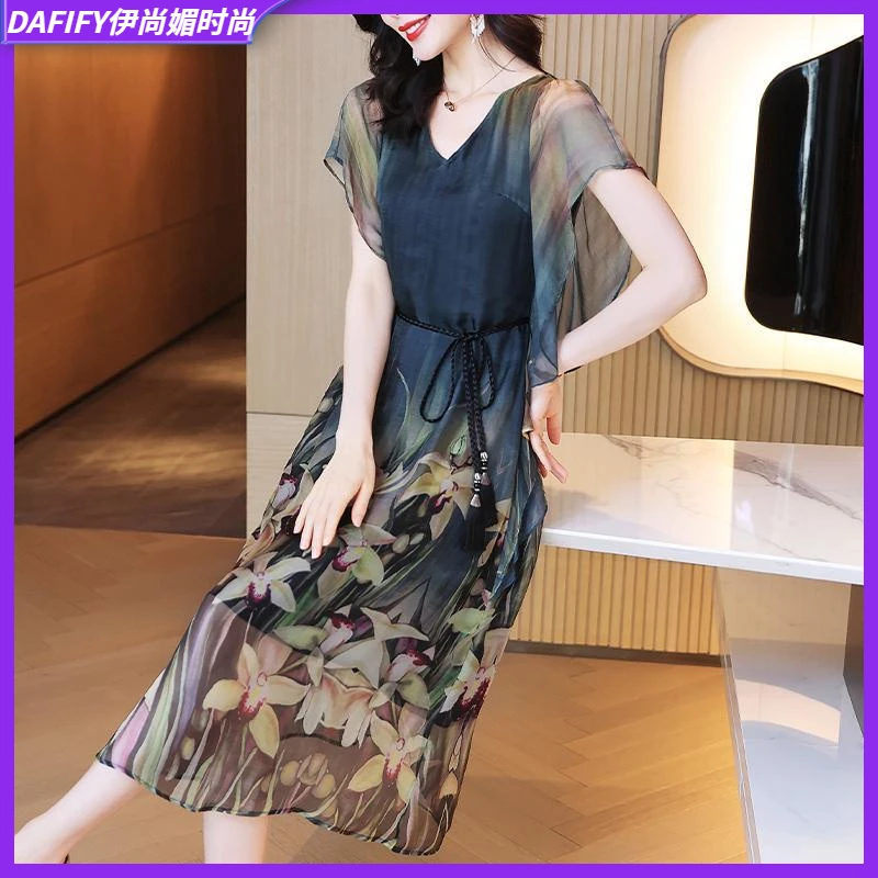 l连衣裙女2024夏季新款法式复古气质花裙子茶歇裙轻奢裙子I