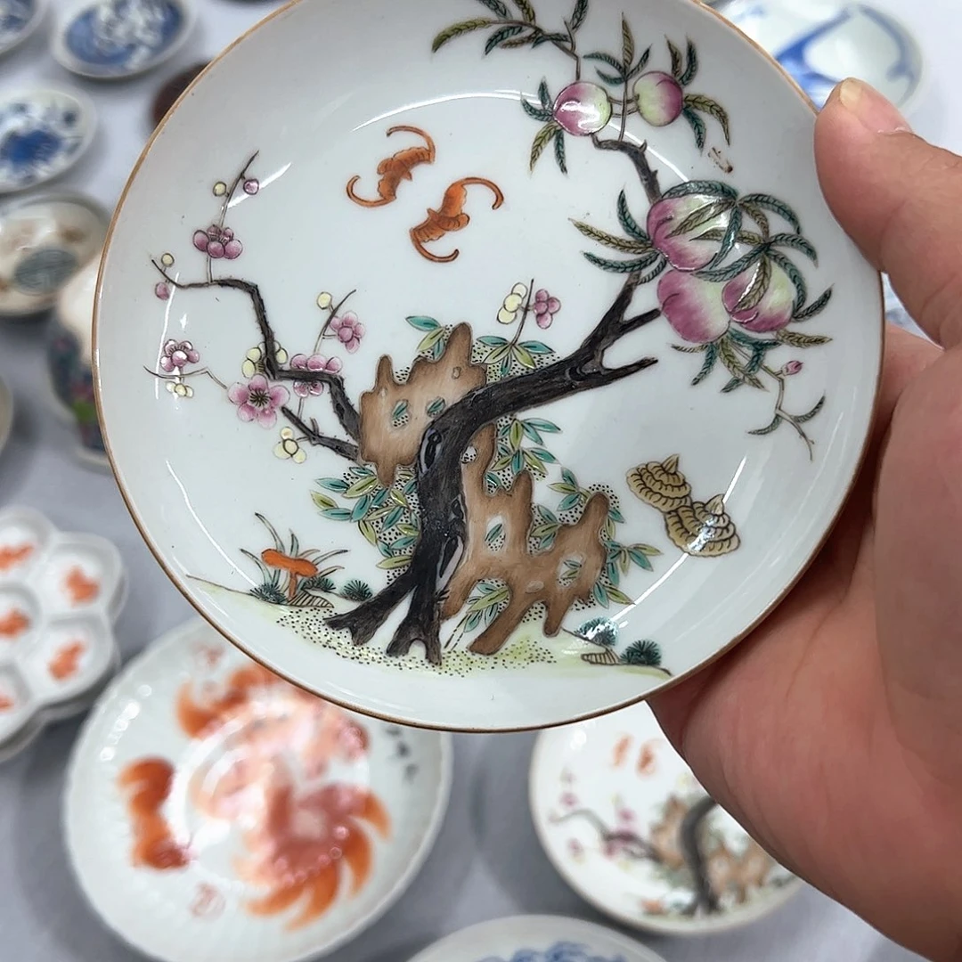 湖***鱼罐粉彩寿桃壶承一只