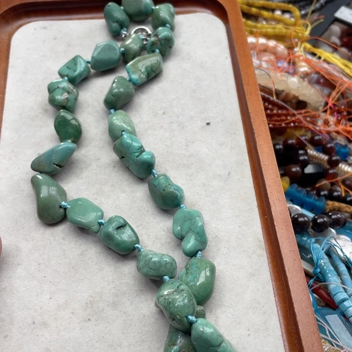 玛瑙/玉髓合金珠宝半成品一条松石原石项链