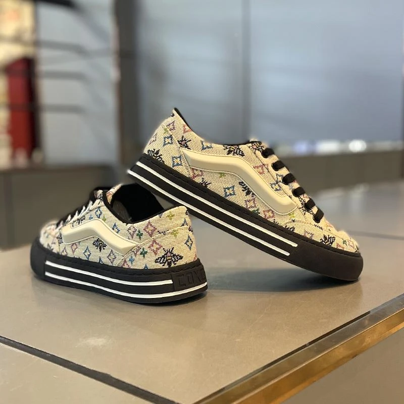 潮男鞋布面印花潮款百搭厚底板鞋舒适轻便软底街头高级运动休闲鞋