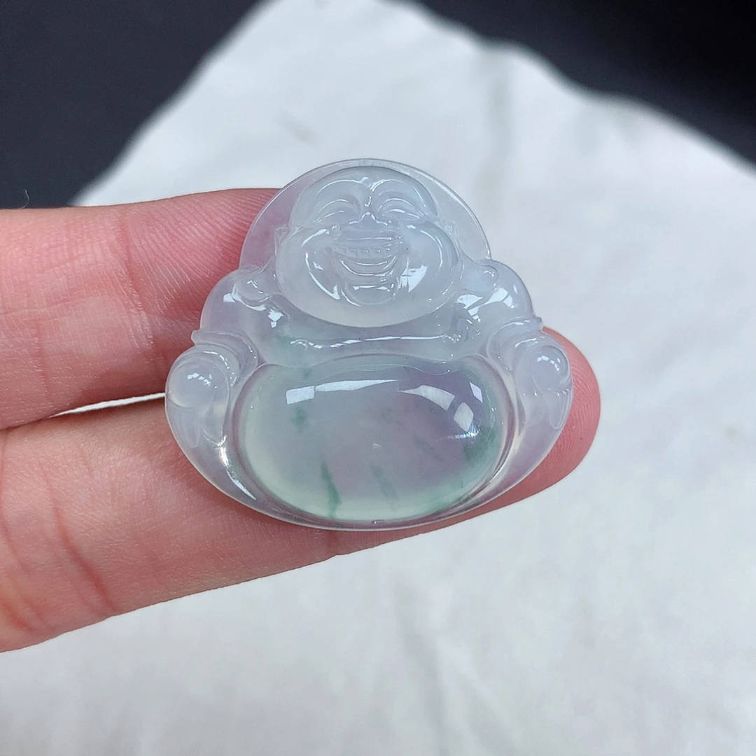 翡翠未镶嵌颈饰冰种飘花佛公