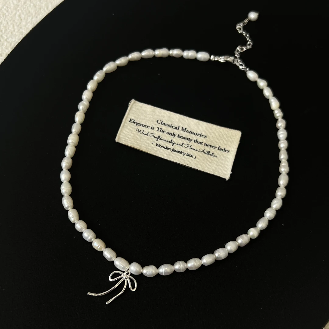 铜合金项链 时尚百搭韩版飘带蝴蝶结珠珠项链248