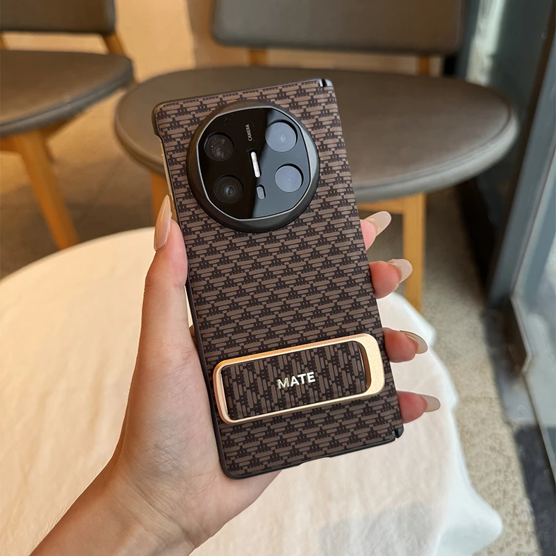 适用华为MateX6手机壳新款x5三角纹中轴高档商务X3典藏版防摔皮套
