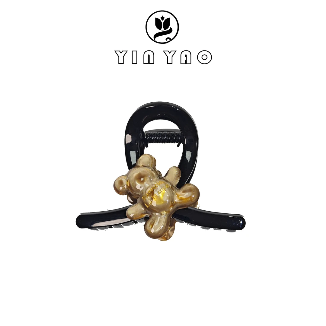 【YINYAO】原单设计醋酸小熊抓夹8175气质网红时尚复古法式简约优雅