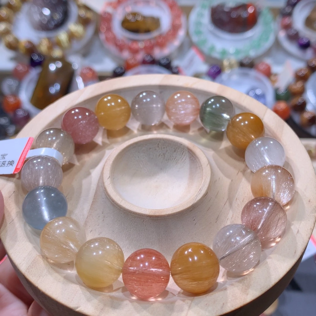 未镶嵌手链水晶彩兔毛12mm