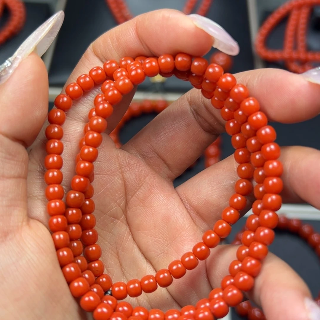 南红玛瑙小米链未镶嵌W****_杨柳冷水河蛋蛋料链子