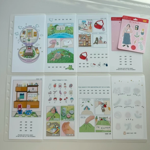 A6插画（我需要的一切）趣味涂色DIY贴纸现金存钱本存钱袋