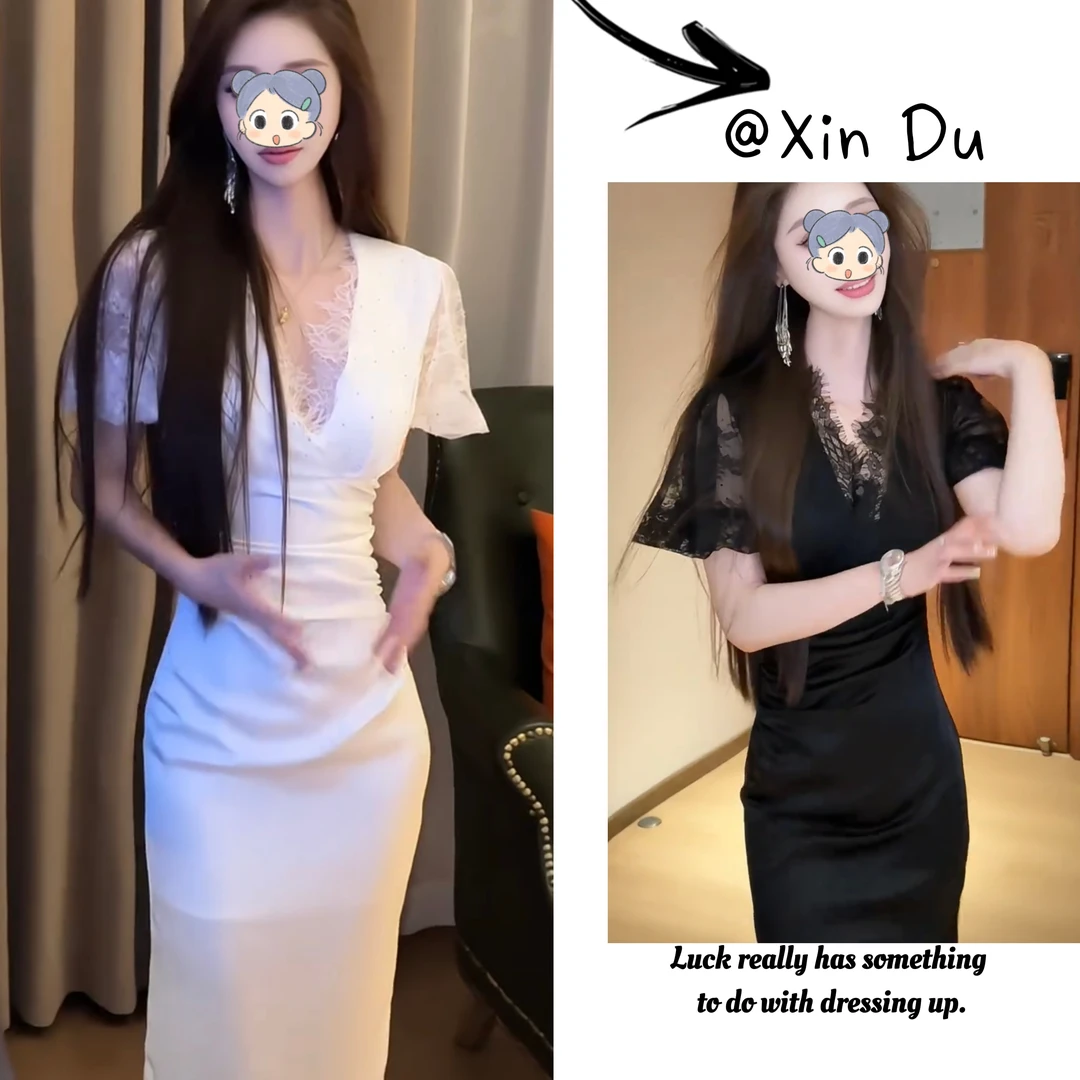 2025夏季新款时尚显瘦气质女士网红洋气连衣裙百搭款D21835