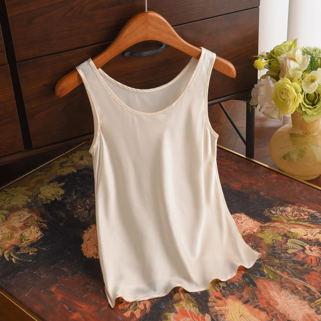 《真丝背心》100%桑蚕丝内搭吊带无袖上衣新中式百搭高级感18姆米