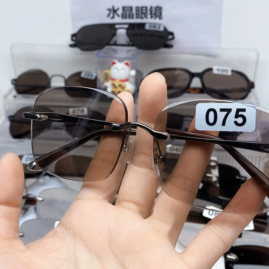 笑***开无框石头水晶眼镜075o