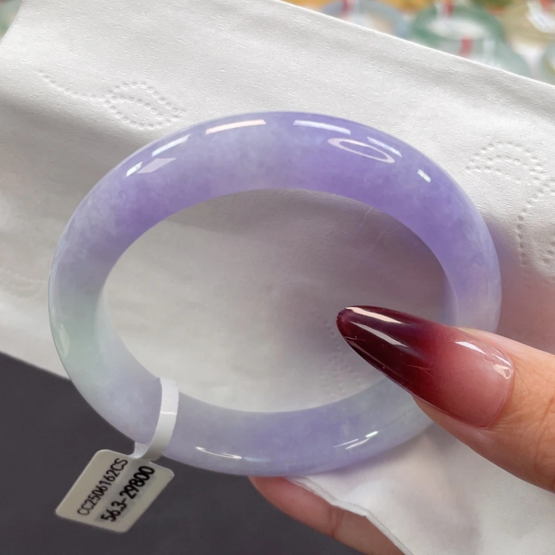 翡翠手镯未镶嵌56.3圈浓郁紫罗兰春带彩12号