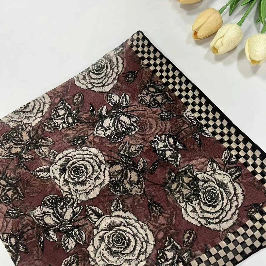 70薯莨纱巾方巾-酒红山茶-丝巾 033