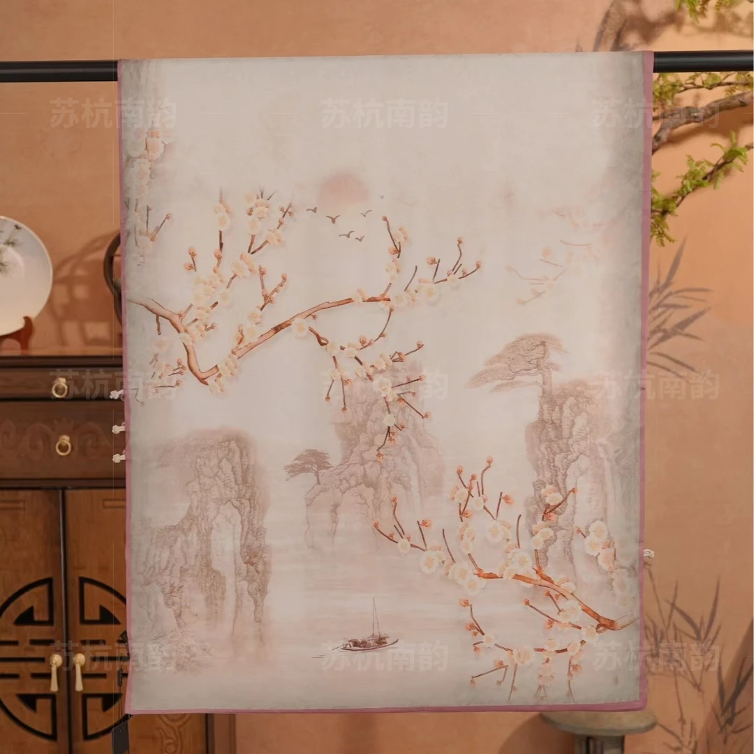 【D50-74晴雪盘扣】180*70花萝20姆米丝巾围巾青蚕丝桑蚕丝百搭真丝