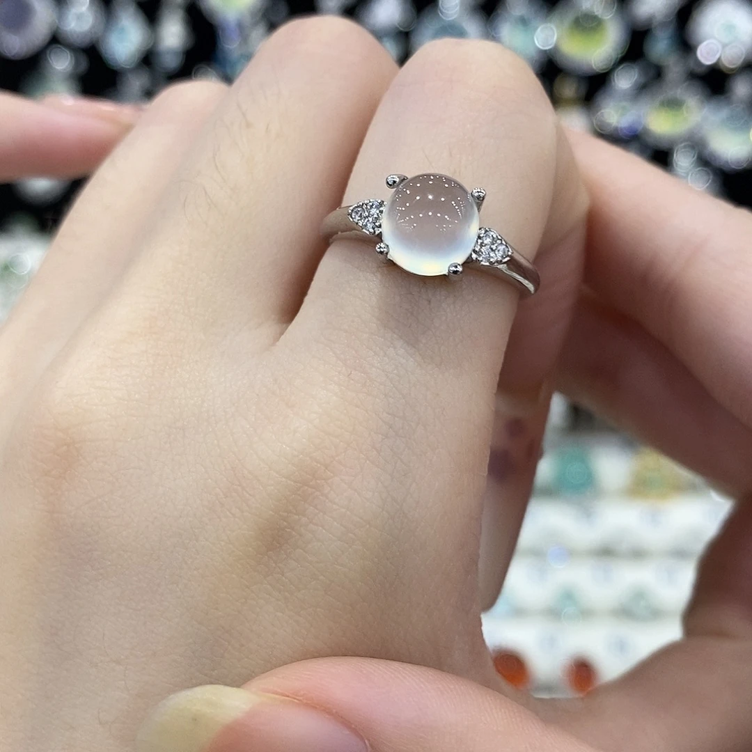 蛇纹石玉银S925镶嵌戒指