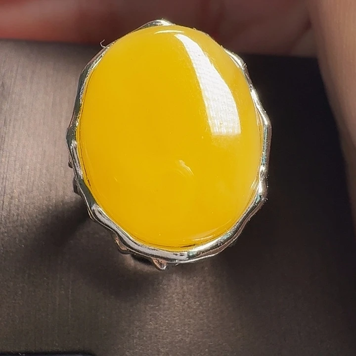 蜜蜡银S925镶嵌戒指戒指