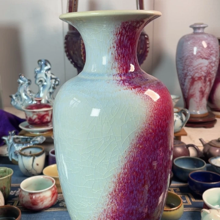 摆件钧瓷观音瓶。。。。。