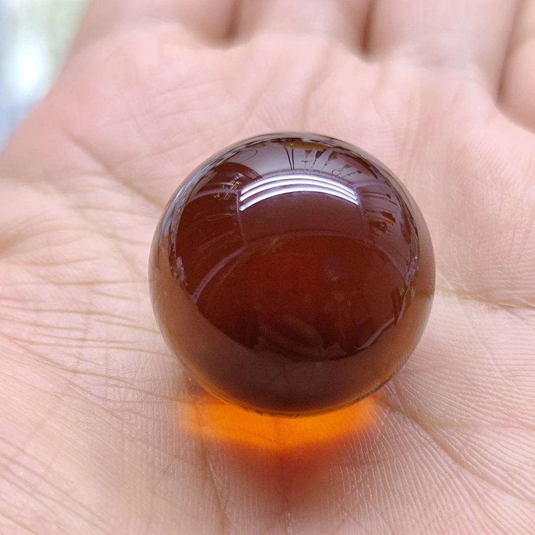 天然巴西金红料黄水晶转运球，单珠，精品，可以收和藏，23.5mm,18克