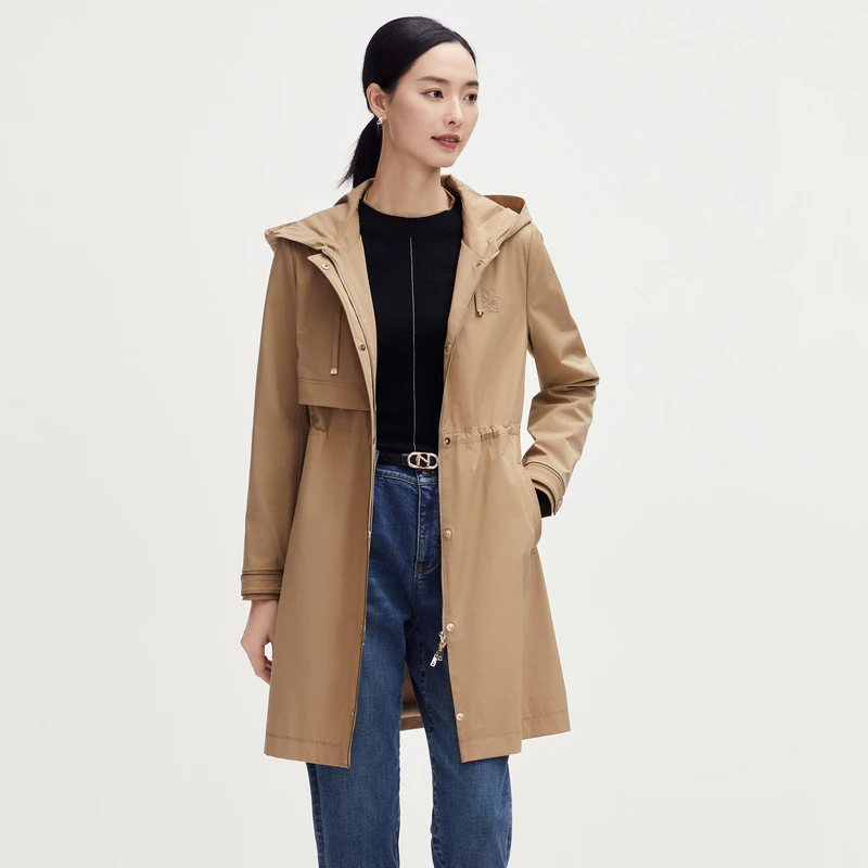 娜尔思连帽风衣开秋外套女2025秋季大衣NJ00857D1