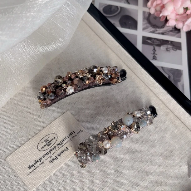 F031980气质精致淡雅串珠扭扭夹