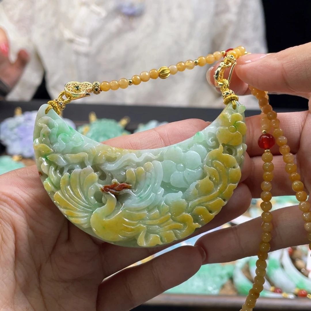 翡翠未镶嵌颈饰代编织