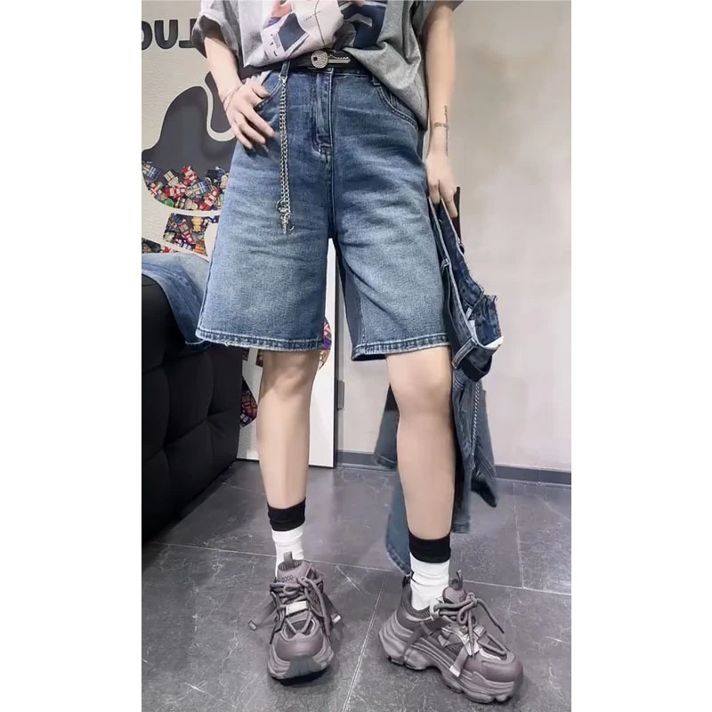 艾塔莉五分裤子时尚女士夏季新款小个蓝色牛仔裤梨形身材短裤显瘦