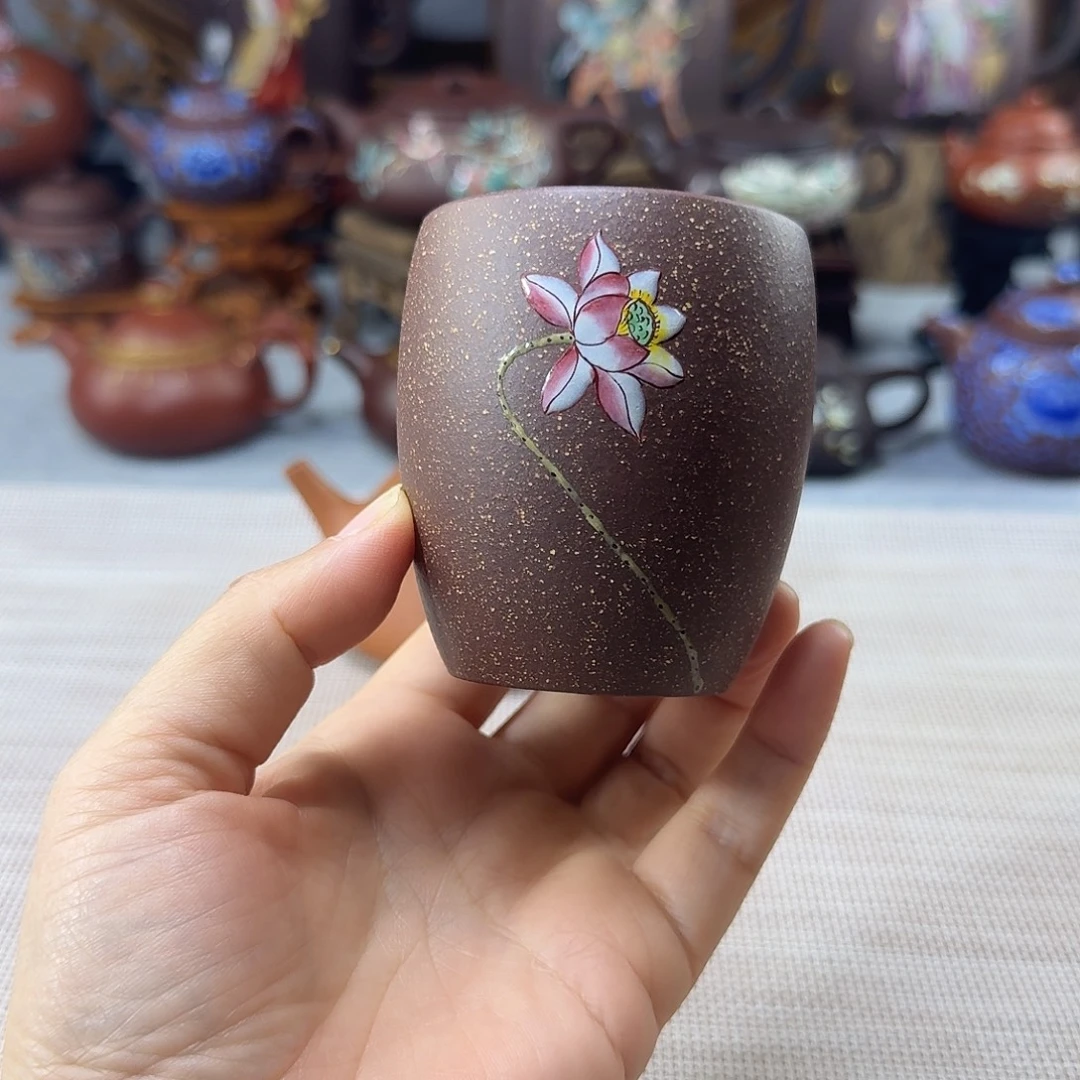 茶壶紫砂紫砂粉彩茶杯放漏1233455