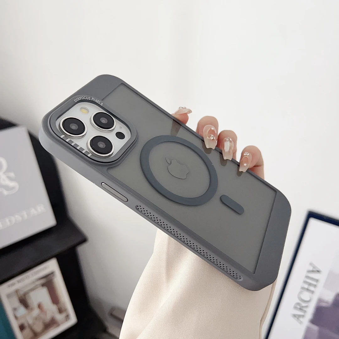散热边框适用iPhone16promax手机壳透明磁吸苹果15全包防摔14硬套