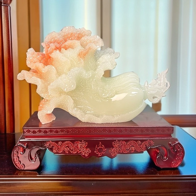 长33高28公分红花冰料横白菜玄关博古架办公桌乔迁送礼工艺品摆件