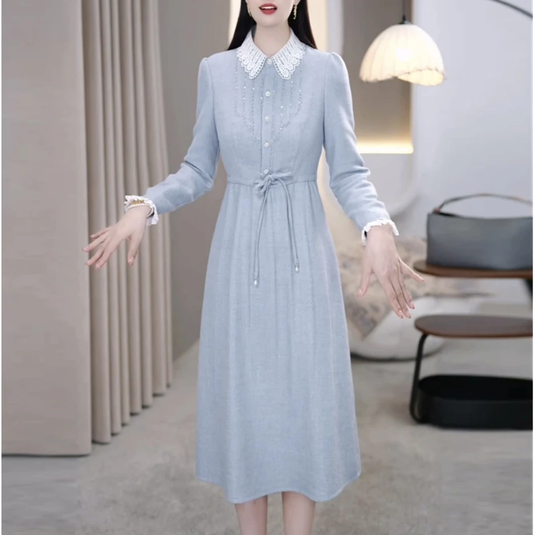 【连衣裙】X295 # 2025秋季新款洋气加厚百搭减龄收腰显瘦连衣裙