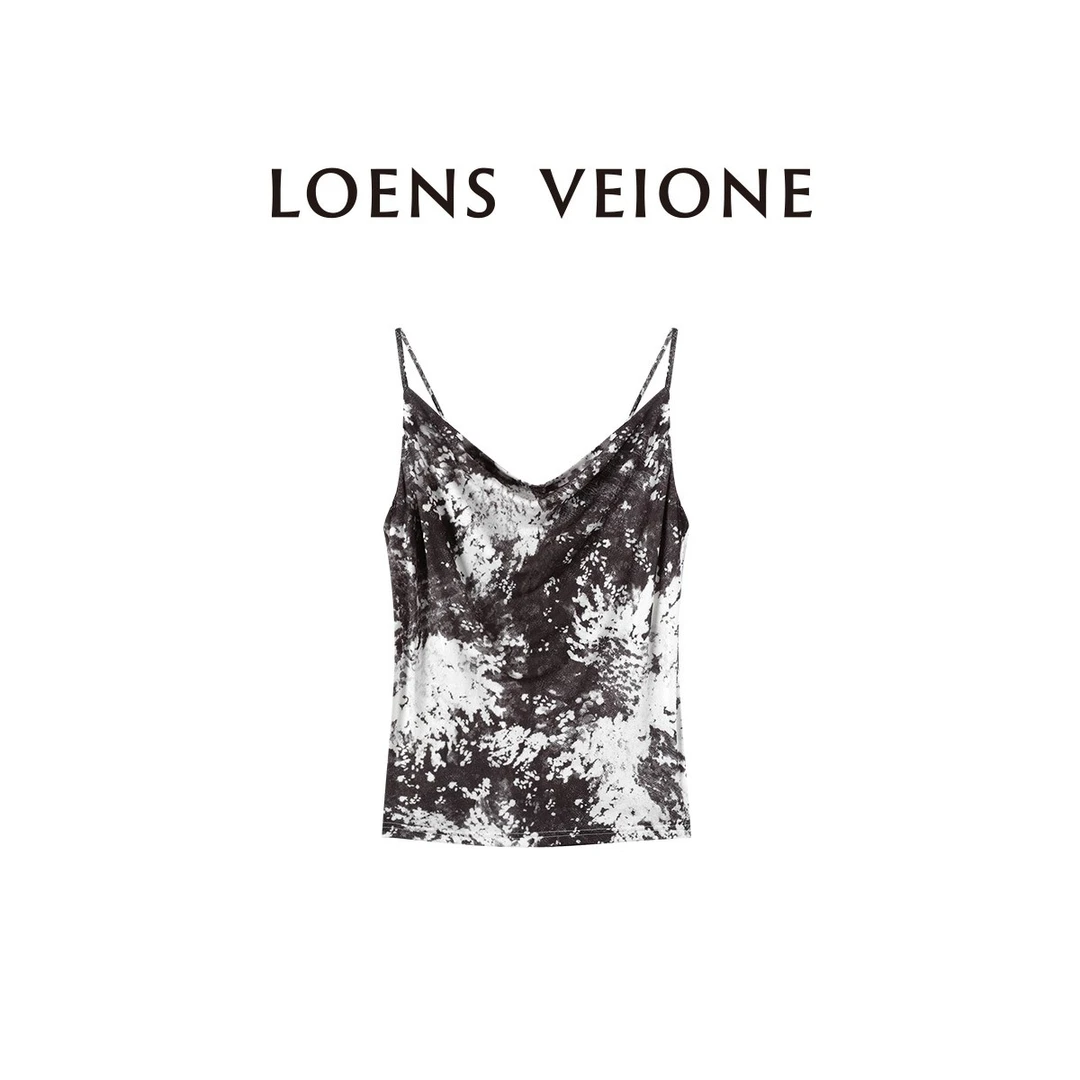 LOENS VEIONE/罗拉【鲲之梦境】黑白色时尚欧范吊带背心24CVCI0106N