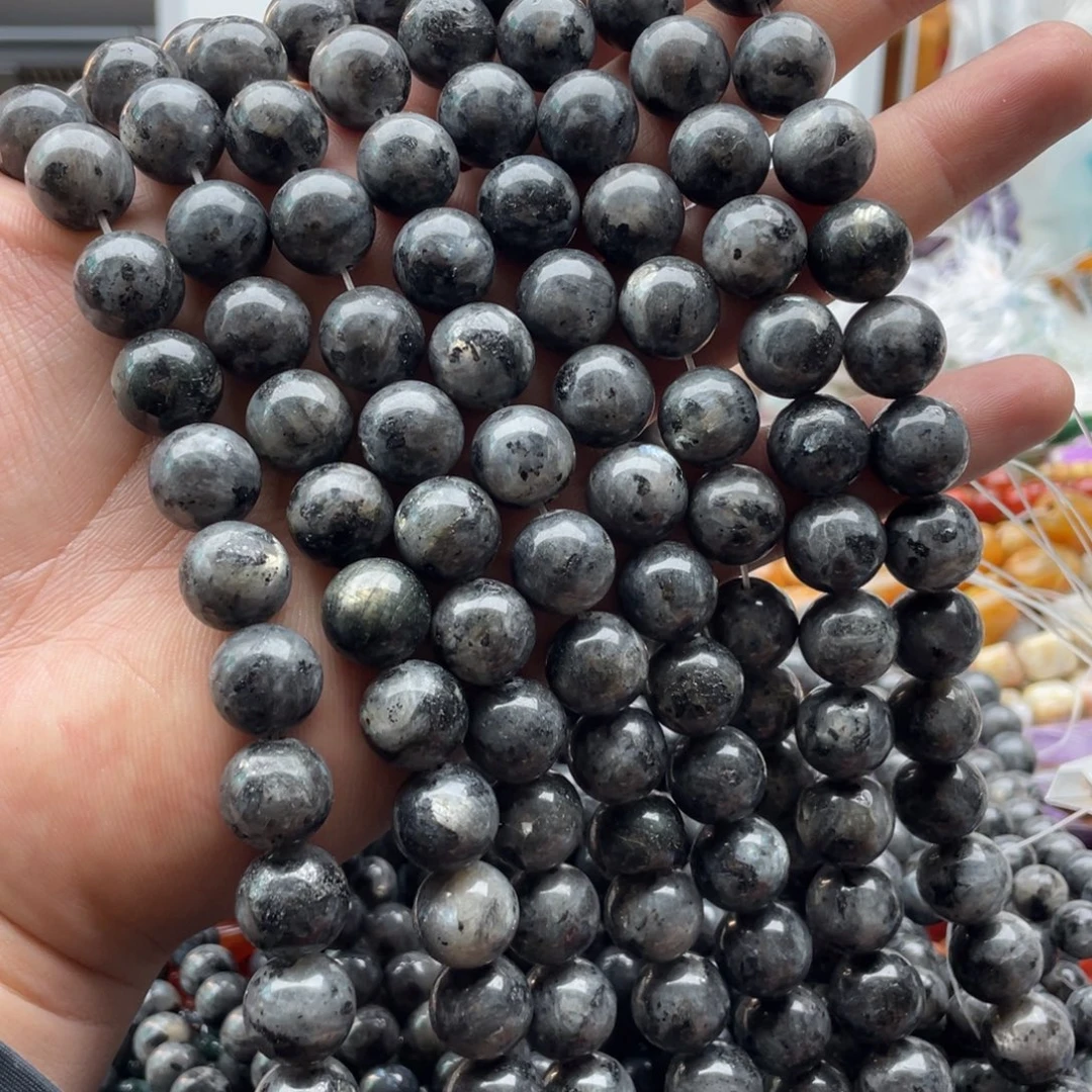 玛瑙/玉髓合金珠宝半成品一条装卡12mm黑闪光圆珠