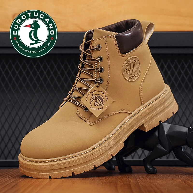 【专柜直发】正品春季新款男士韩版休闲马丁靴英伦风大黄靴高帮靴子