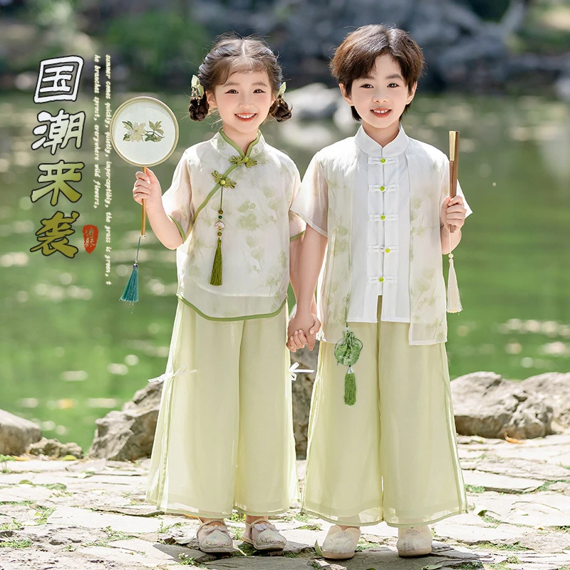 汉服女童夏款2025新款春秋国风套装古风夏季唐装中秋节儿童新中式