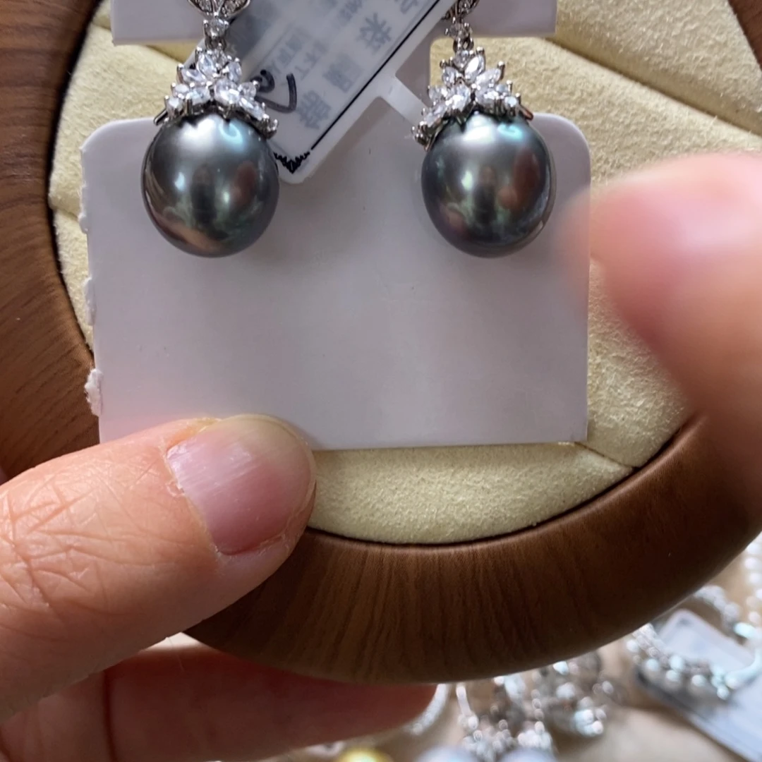 海水珍珠耳饰银S925镶嵌