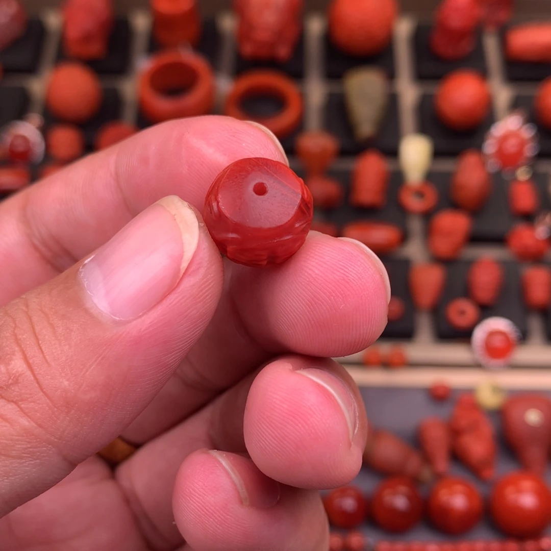 朕***山南红玛瑙未镶嵌福禄双寿珠12+