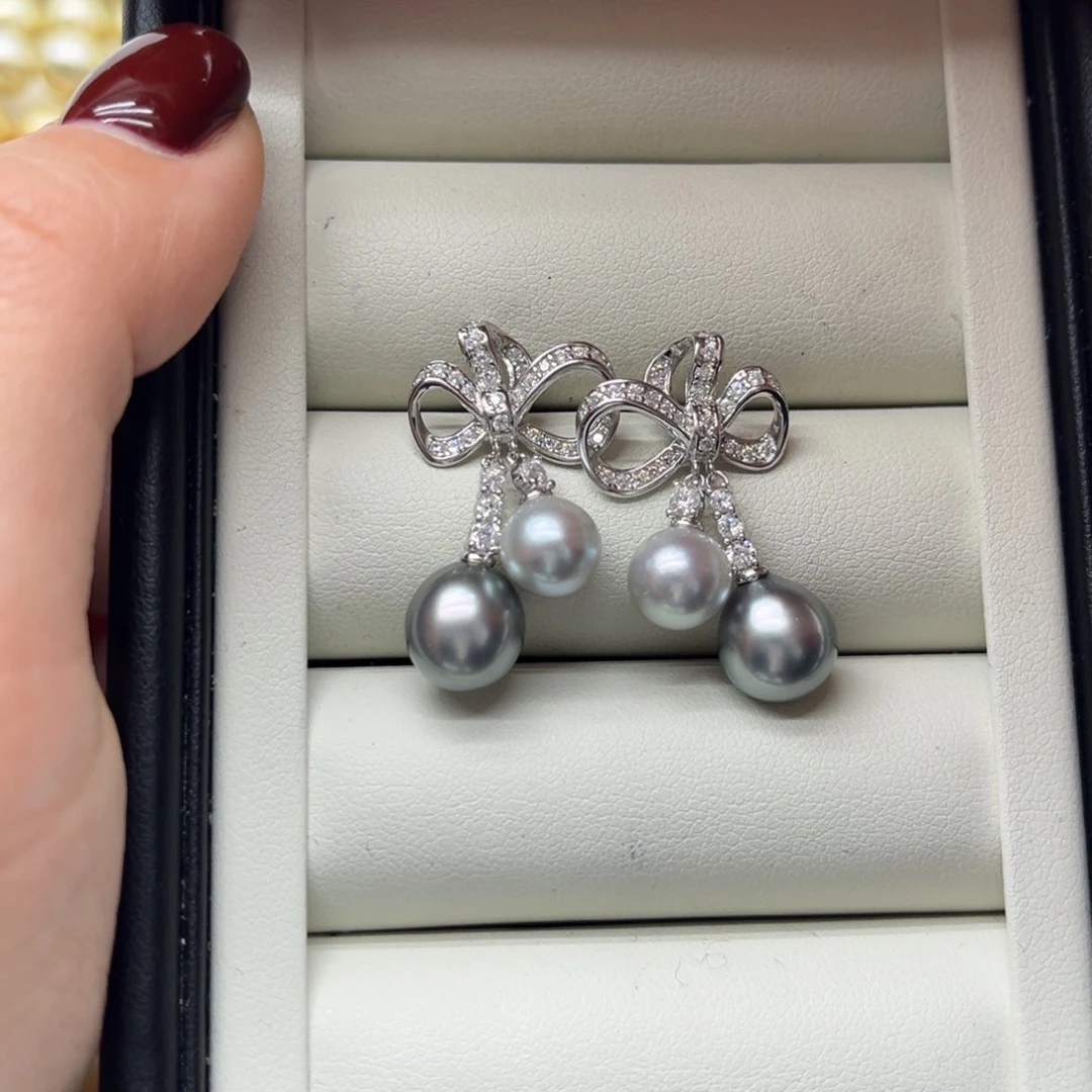 银S925镶嵌耳饰海水珍珠