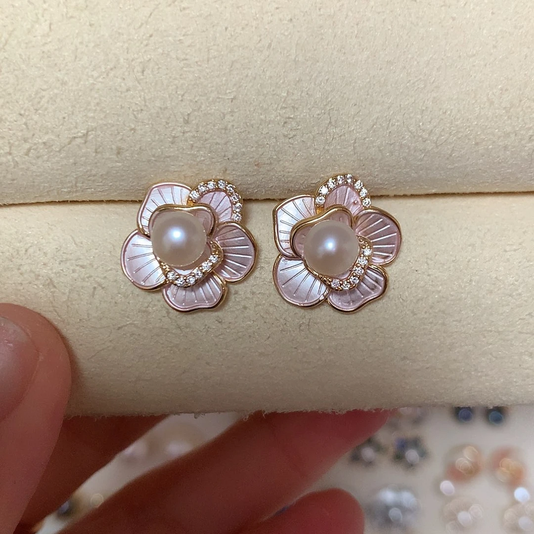 淡水珍珠耳饰合金