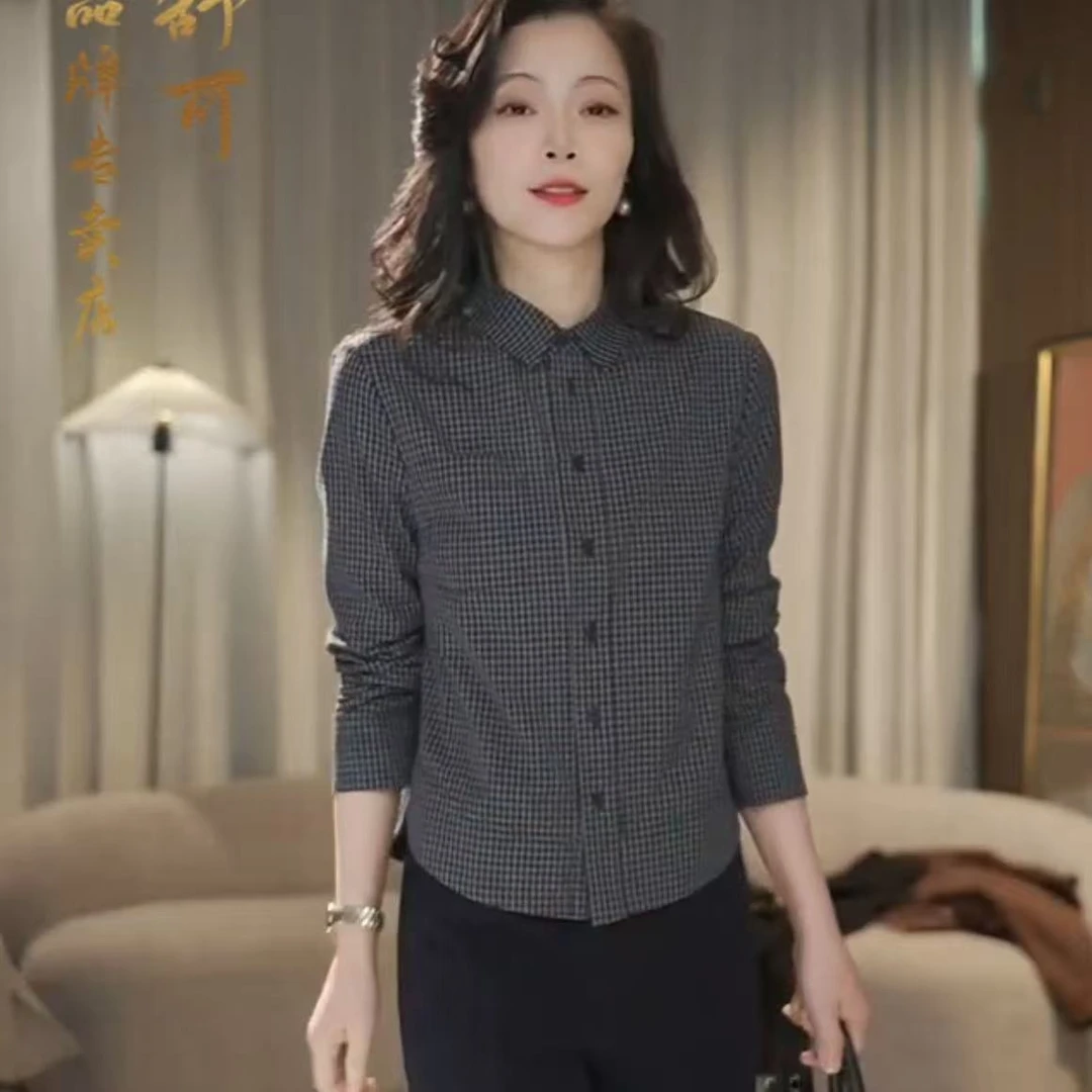 【涵舒可】经典加绒显瘦休闲小格子衬衫